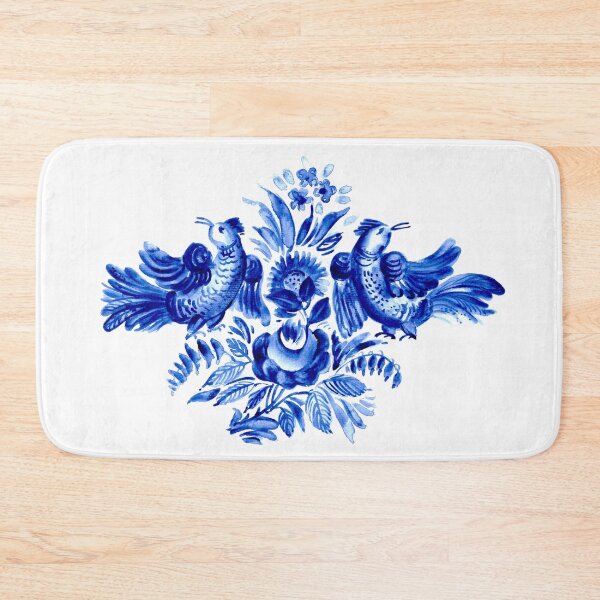 Item preview, Blue floral decor with birds designed and sold by bokasin.