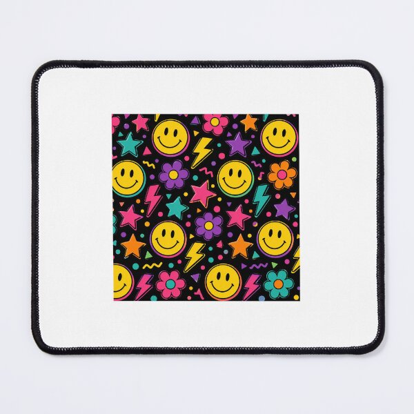Item preview, Retro Smiley face pattern | Colourful 90s Tee designed and sold by TheGiggleGrid.