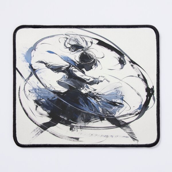 Item preview, Sumi-e Motion Girl – Elegant Ink Abstract Art designed and sold by EchoWave11.