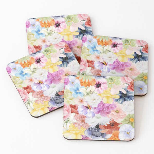 Item preview, ​Vibrant Watercolor Floral Pattern Art designed and sold by HBBS DESIGNS.