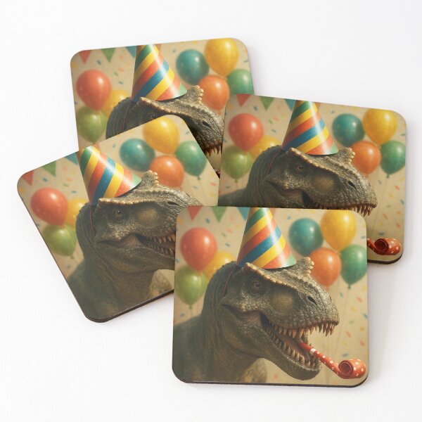 Item preview, Photorealistic T-Rex Birthday Party – Funny Dinosaur Celebration Scene designed and sold by EmeraldeaArt.