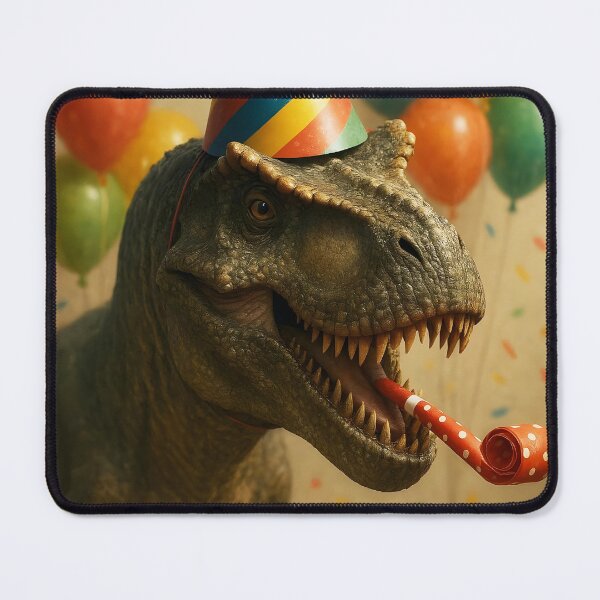 Item preview, Photorealistic T-Rex Birthday Party – Funny Dinosaur Celebration Scene designed and sold by EmeraldeaArt.