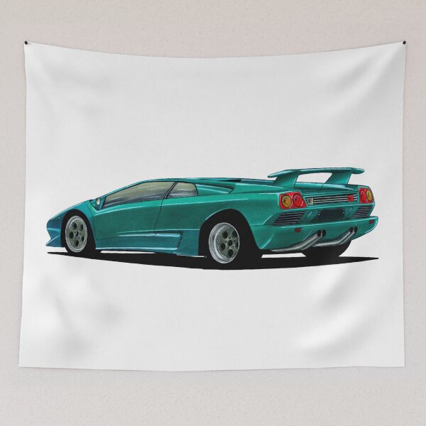 Item preview, Exclusive drawing 90s mid-engine hyper car manufactured by Italian blue Diablo V12 Coupe designed and sold by Cars23.