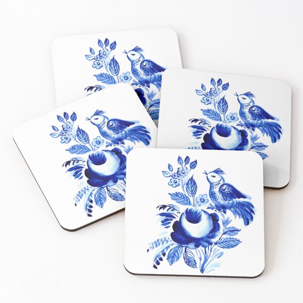 Item preview, Blue floral decor with bird designed and sold by bokasin.