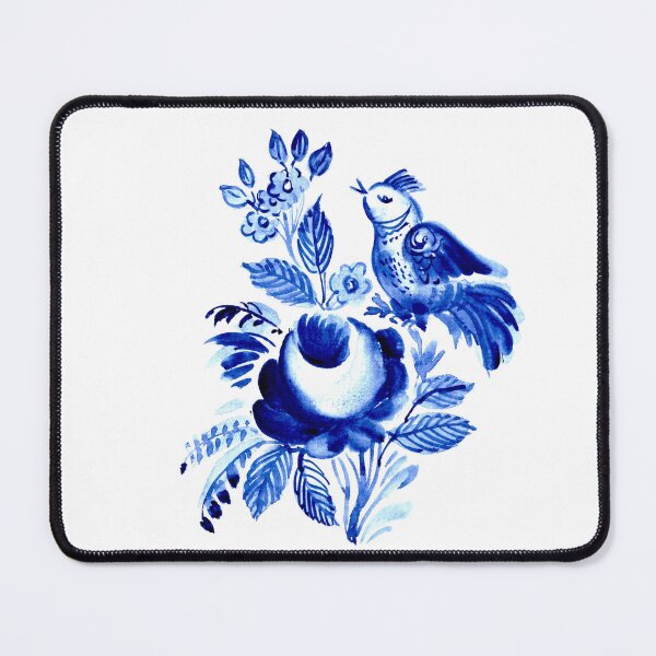 Item preview, Blue floral decor with bird designed and sold by bokasin.