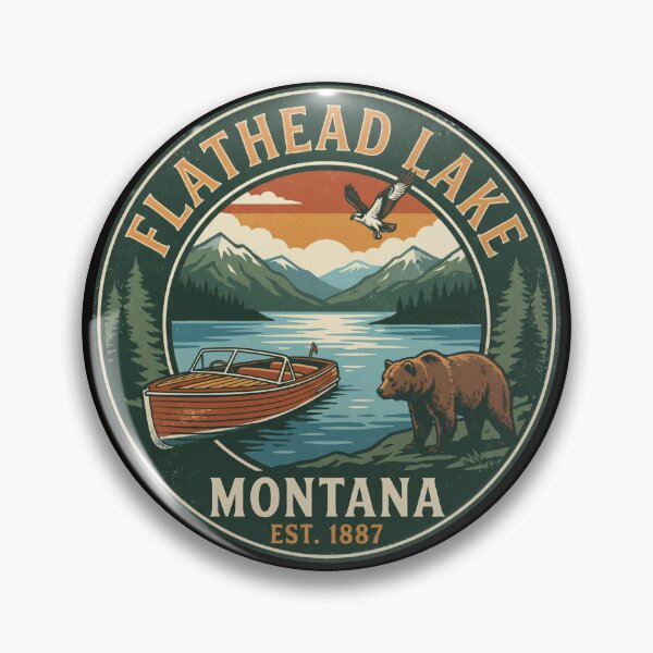 Item preview, Flathead Lake Montana Eagle Bears and Canoes designed and sold by Milasneeze.