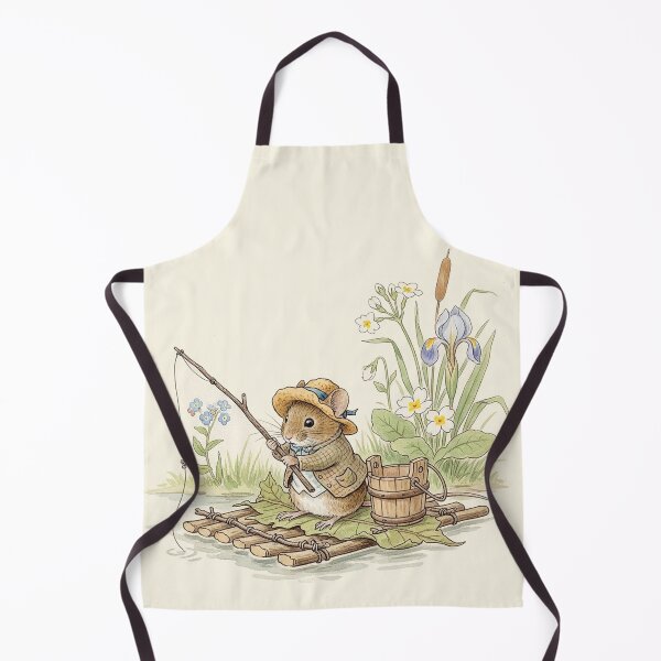 Item preview, Whimsical Mouse Fishing on a Leaf Raft Watercolor designed and sold by Pasteltone.