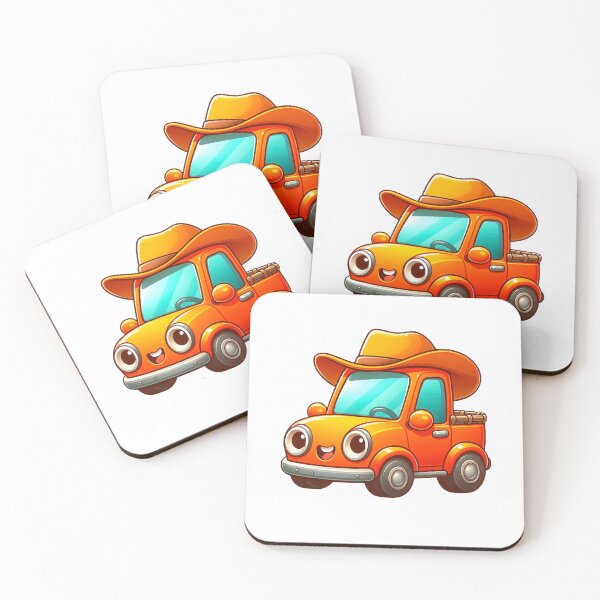 Item preview, A cute orange car in cartoon style, smiling, on a white background with a hat designed and sold by SoftMuse Designs.