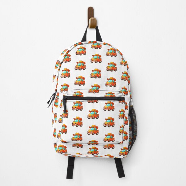 Item preview, A cute orange car in cartoon style, smiling, on a white background with a hat designed and sold by SoftMuse Designs.