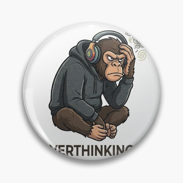 Item preview, Overthinking Monkey Sticker | Anxiety Mood Meme | Relatable Cartoon designed and sold by Newkidshub.