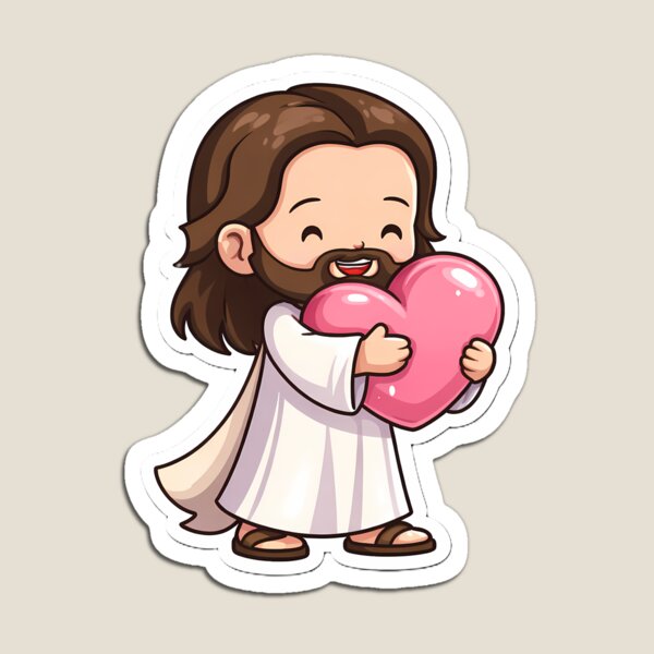 Item preview, Chibi Jesus Love Heart Christian Sticker designed and sold by Faithlines.