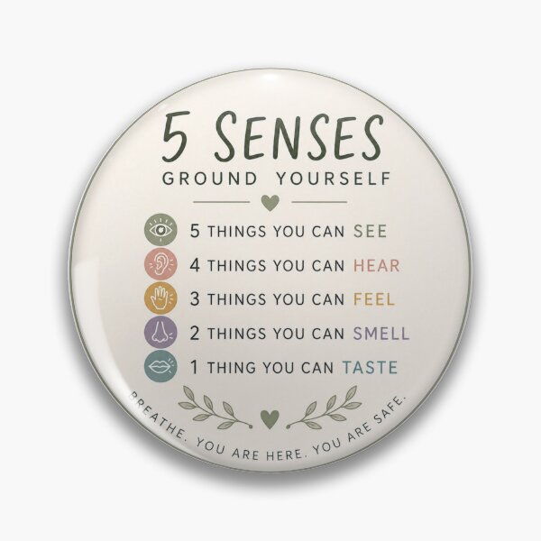 Item preview, 5 Senses Grounding Technique Anxiety Relief Reminder Sticker designed and sold by ArcanePrintsxo.