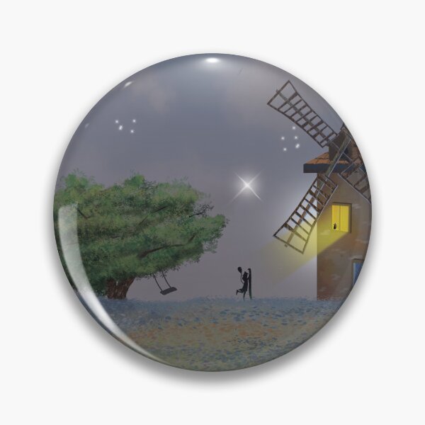 Item preview, Moonlight Windmill - Digital Horizons of Dreams designed and sold by AliAltinelArt.