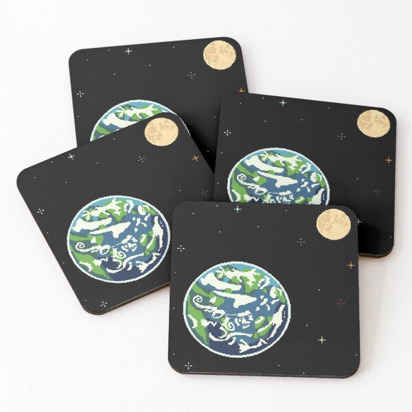 Item preview, Pixel Earth in Space designed and sold by CuteArtKawaii.