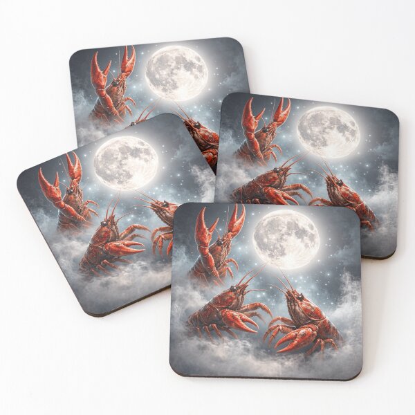 Item preview, Crawfish Howling At The Moon funny seafood vintage crawfish illustration designed and sold by Thread&Fable.