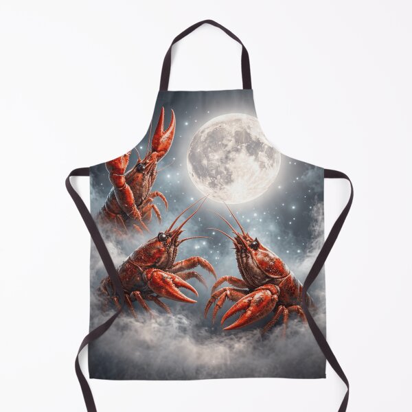 Item preview, Crawfish Howling At The Moon funny seafood vintage crawfish illustration designed and sold by Thread&Fable.