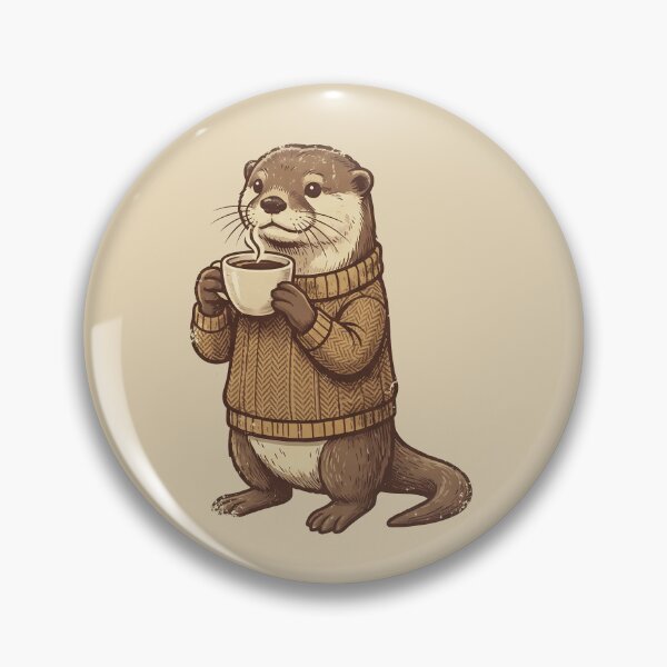 Item preview, Cozy Otter in a Sweater: Cute Coffee Lover Animal Art designed and sold by MalisoStickers.