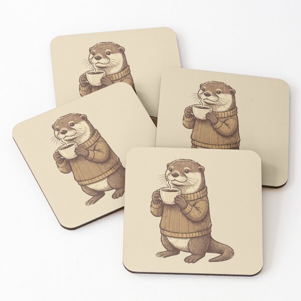 Item preview, Cozy Otter in a Sweater: Cute Coffee Lover Animal Art designed and sold by MalisoStickers.