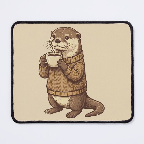 Item preview, Cozy Otter in a Sweater: Cute Coffee Lover Animal Art designed and sold by MalisoStickers.