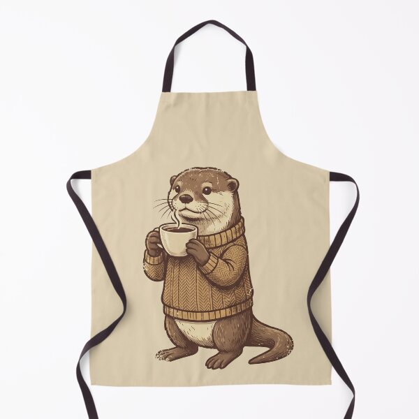 Item preview, Cozy Otter in a Sweater: Cute Coffee Lover Animal Art designed and sold by MalisoStickers.