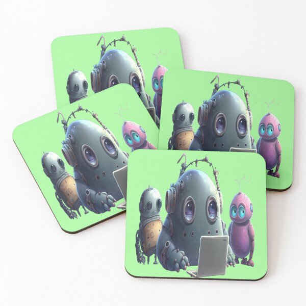 Item preview, Tech Support Robots - Cute AI Team Working on Laptop designed and sold by MOHAMEDNOOR428.
