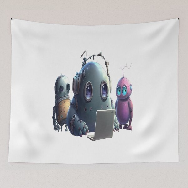 Item preview, Tech Support Robots - Cute AI Team Working on Laptop designed and sold by MOHAMEDNOOR428.