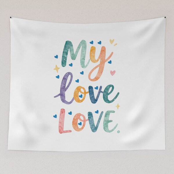 Item preview, My Love Love Watercolor Script Typography with Sparkles designed and sold by DesignArtist.ia.