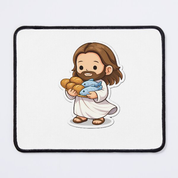 Item preview, Chibi Jesus Loaves and Fish Christian Sticker Bible Miracle Feeding 5000 designed and sold by Faithlines.