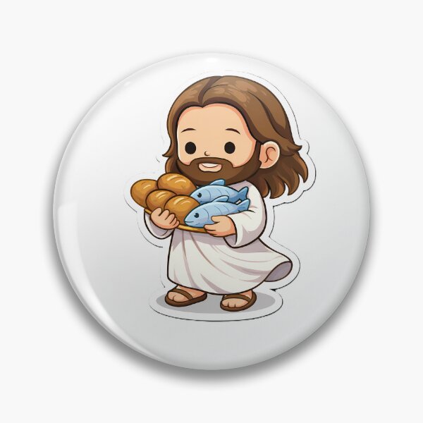 Item preview, Chibi Jesus Loaves and Fish Christian Sticker Bible Miracle Feeding 5000 designed and sold by Faithlines.