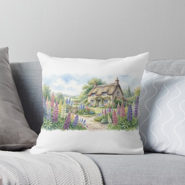 Item preview, Countryside Cottage Garden Watercolor Landscape Painting designed and sold by loccotown168.