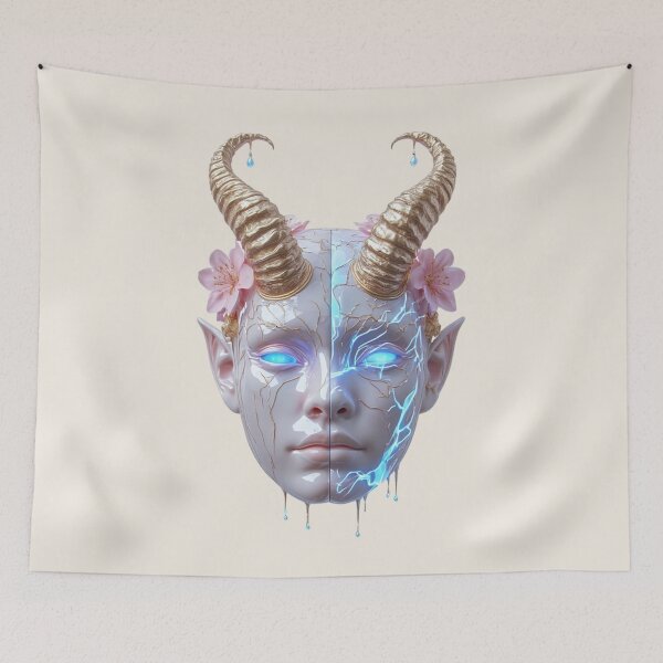 Item preview, SILK & STONE I Hannya Reborn: White Jade & Electric Gold I No. 01 designed and sold by Shift-Bloom.