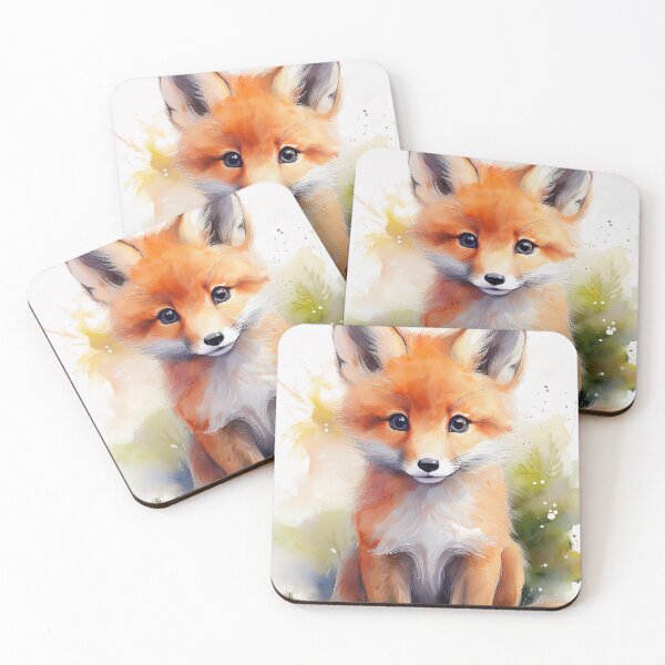 Item preview, Cute Woodland Baby Fox Kit Watercolor Illustration designed and sold by Wildflower Mama Designs.