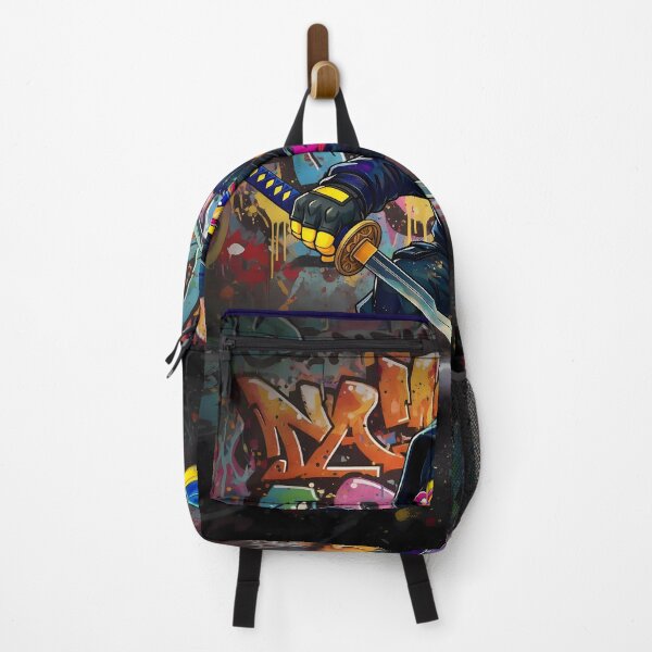 Item preview, Ninja Warrior Chicken with Swords | Neon Samurai Street Art designed and sold by Cyber-ART-Studio.