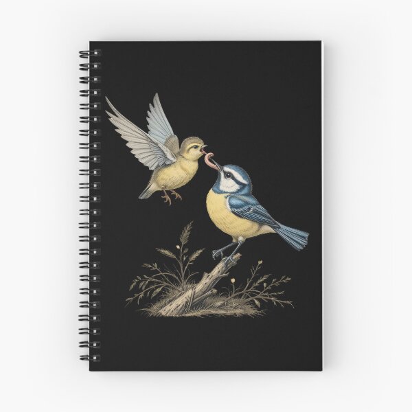 Item preview, Blue Tit Feeding Chick Mid-Air with Worm designed and sold by BloomStudio1.