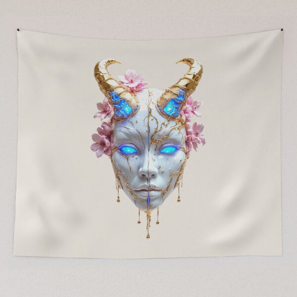 Item preview, SILK & STONE I Hannya Reborn: White Jade & Electric Gold I No. 02 designed and sold by Shift-Bloom.