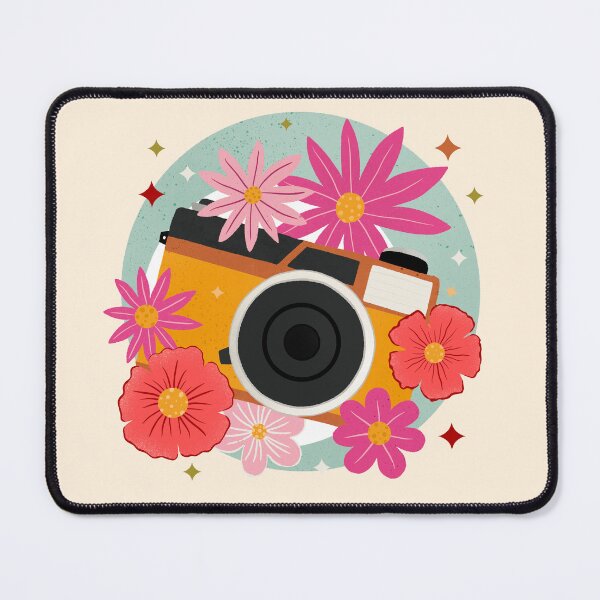 Item preview, Vintage camera and flowers - retro bubble badge designed and sold by Home Cyn Home.
