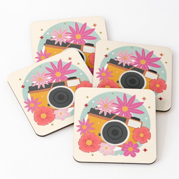 Item preview, Vintage camera and flowers - retro bubble badge designed and sold by Home Cyn Home.