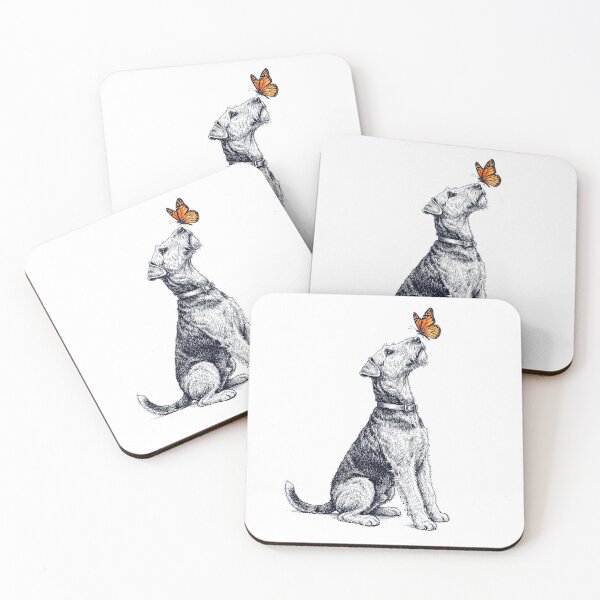 Item preview, Vintage Airedale Terrier with Butterfly Dog Lover designed and sold by DoodleTortle.