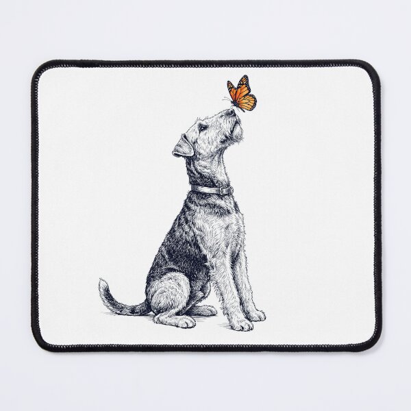 Item preview, Vintage Airedale Terrier with Butterfly Dog Lover designed and sold by DoodleTortle.