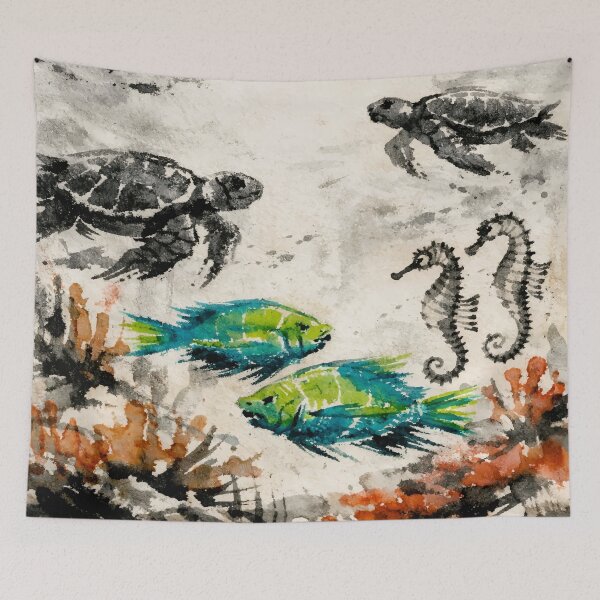 Item preview, Weathered Reef Currents with Textured Marine Life designed and sold by WildlifeInc.