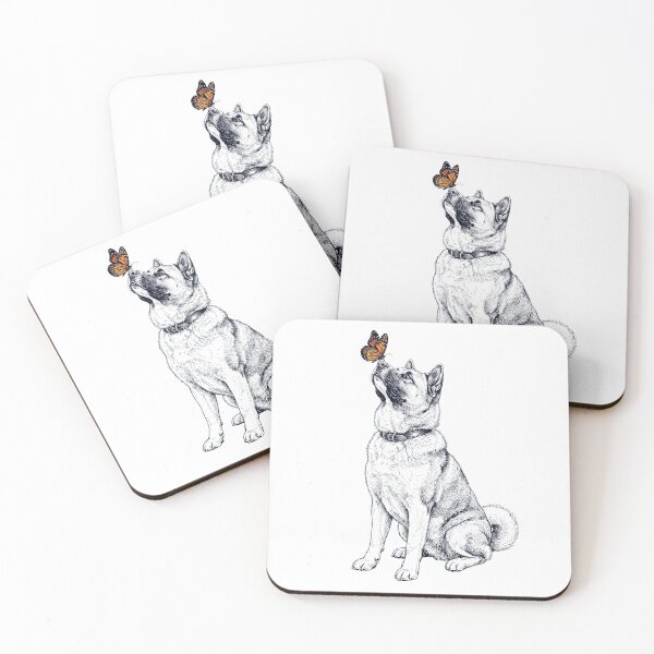Item preview, Vintage Akita with Butterfly Dog Lover designed and sold by DoodleTortle.