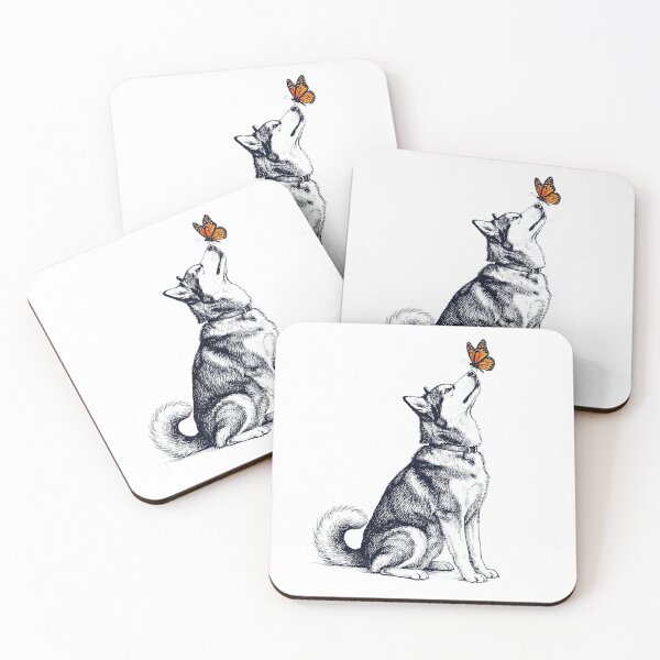 Item preview, Vintage Alaskan Malamute with Butterfly Dog Lover designed and sold by DoodleTortle.