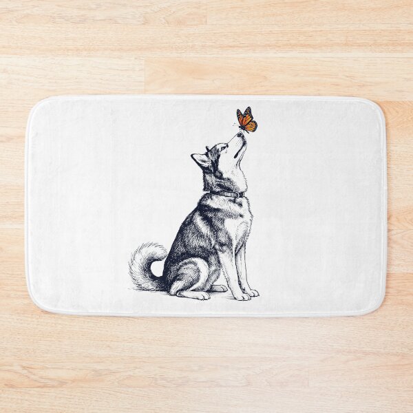 Item preview, Vintage Alaskan Malamute with Butterfly Dog Lover designed and sold by DoodleTortle.
