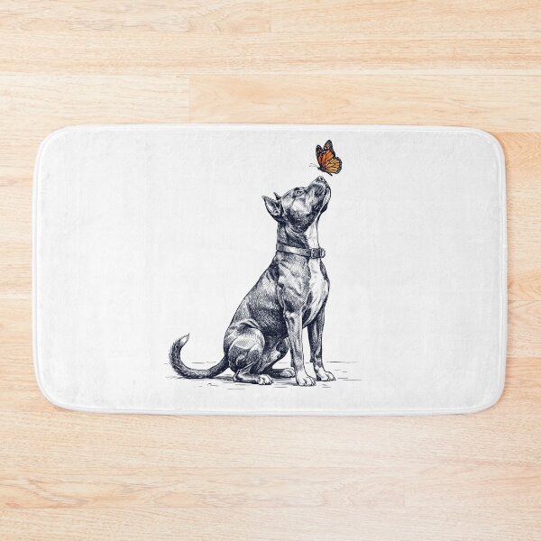 Aperçu de l'œuvre American Staffordshire Terrier vintage avec papillon, amoureux des chiens créée et vendue par DoodleTortle.