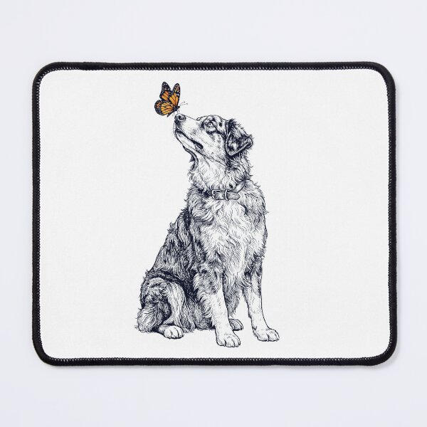Item preview, Vintage Australian Shepherd with Butterfly Dog Lover designed and sold by DoodleTortle.
