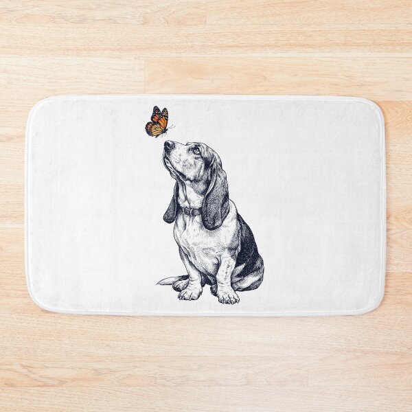 Item preview, Vintage Basset Hound with Butterfly Dog Lover designed and sold by DoodleTortle.