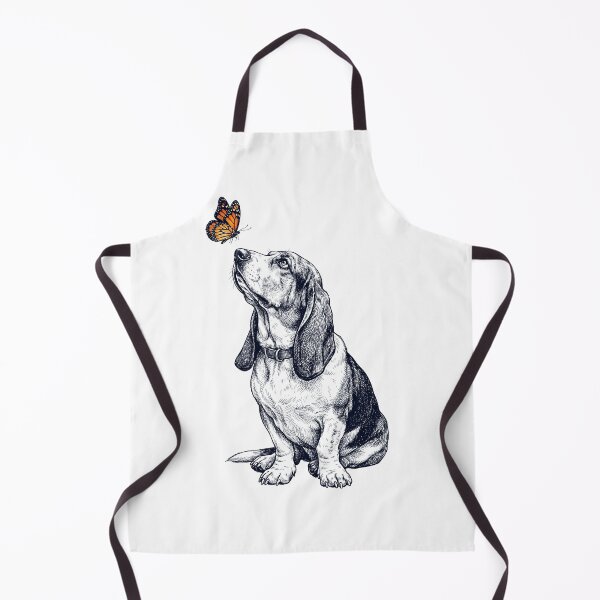 Aperçu de l'œuvre Basset Hound vintage avec papillon, amoureux des chiens créée et vendue par DoodleTortle.