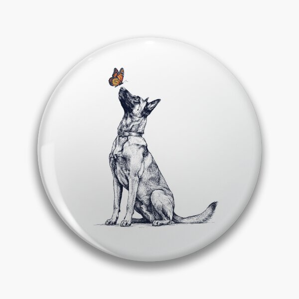 Item preview, Vintage Belgian Malinois with Butterfly Dog Lover designed and sold by DoodleTortle.