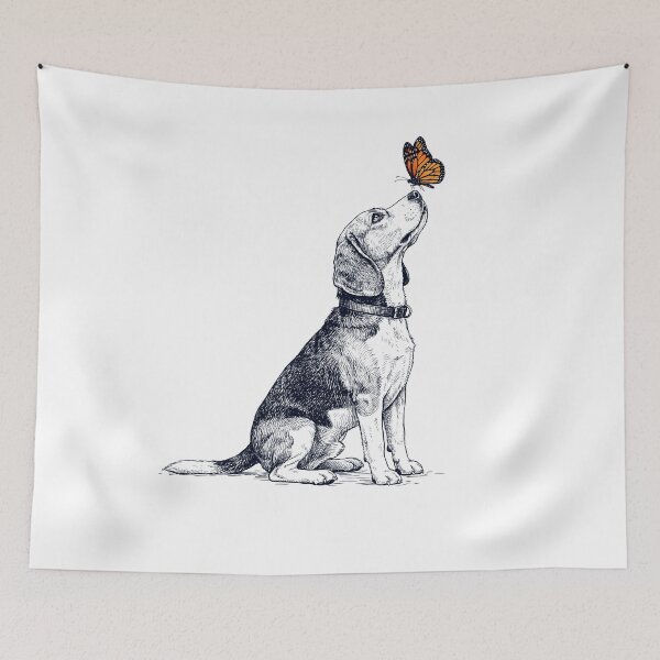 Item preview, Vintage Beagle with Butterfly Dog Lover designed and sold by DoodleTortle.
