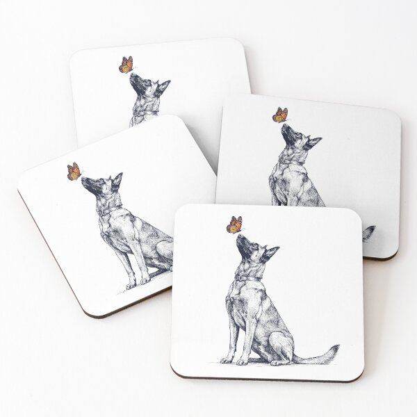 Item preview, Vintage Belgian Malinois with Butterfly Dog Lover designed and sold by DoodleTortle.